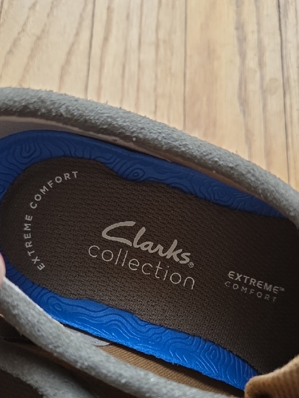 Clarks Collection Slip-On Moccasin in Taupe with Blue Insole - Picture 2 of 11